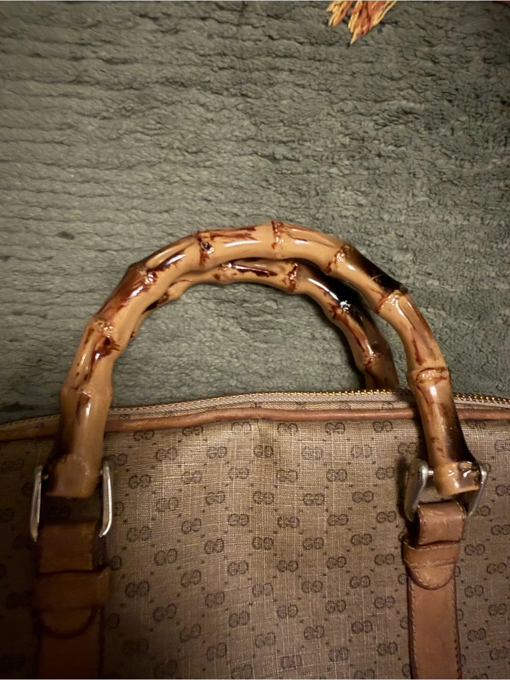 Custom Gucci Brown GG Canvas Bamboo-Handle Fringe Satchel